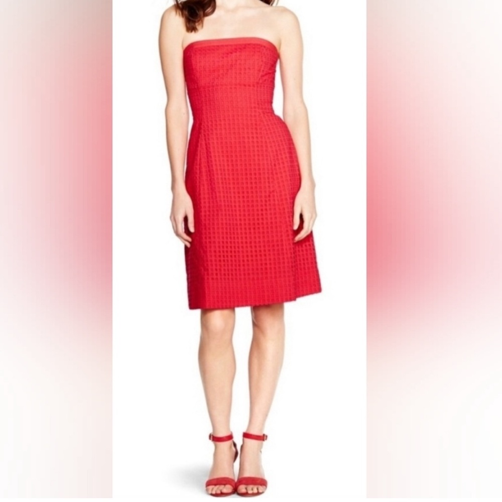 White House Black Market Coral Orange strapless dress